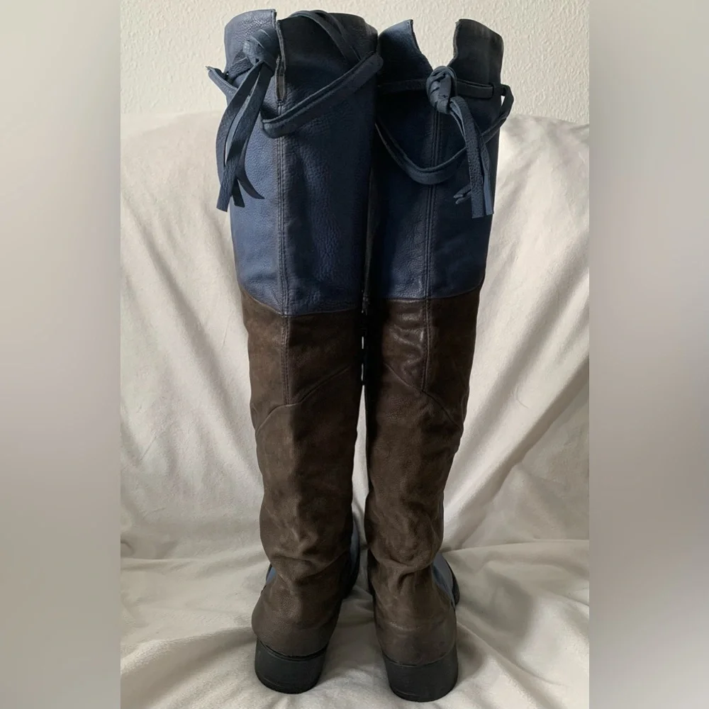 NEW MIZ MOOZ Novel Over the Knee Boots Blue/Brown Size EU37/US6.5-7